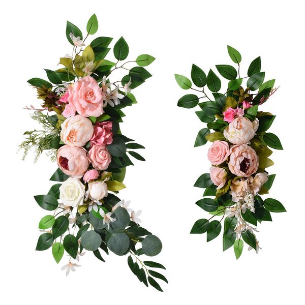 Decorative Flowers Wreaths Artificial Flower Arch Wedding Decoration Background Flower Row Chair Back Flower Strip Mirror Front Flower Decor