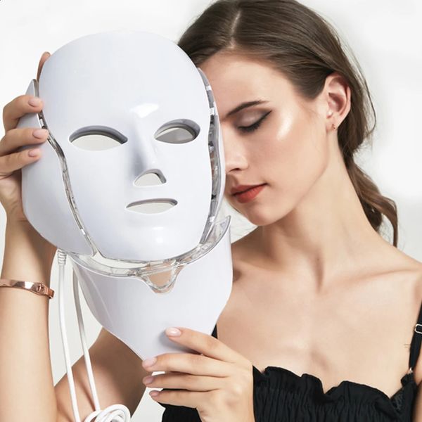 Terapia leve Face Beauty 7 Cores Dispositivos de cuidados com a pele vermelha Máscara LED Home Use Y240911