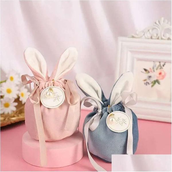Easter Bunny Cute Favor Party Gift Packing Bags Veet Valentines Day Rabbit Chocolate Candy Wedding Birthday Jewelry Organizer Drop D Otzqv