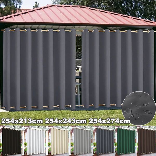Curtain large windproof outdoor curtains blinds top and bottom grommets patio waterproof garden curtains 240828