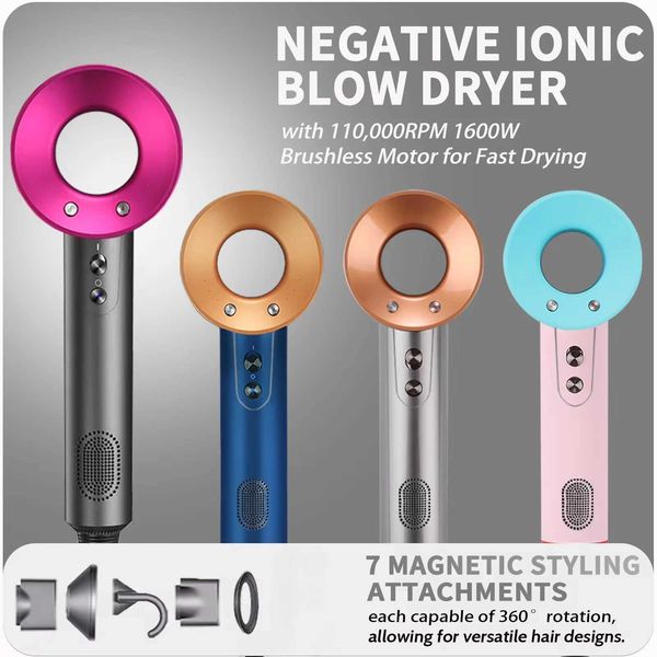 1500W 3th Gear Professional Hair Dryer Hot Cold Wind Air Brush Hairdryer Negative Lonic Blow Dryer Strong PowerDryer Salon Tool Y240921