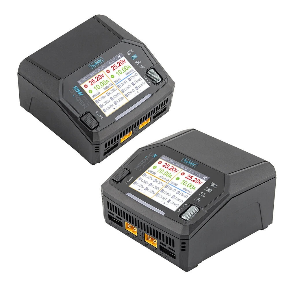 ToolkitRC M6DAC PRO M6DAC V2 18A AC200-300W DC800W Charger IPS 2.8" LCD 320×240p× for 1-6S LiPo LiHV LiFe Lilon LTO 1-16
