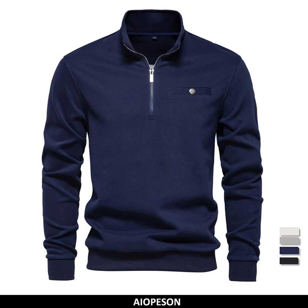 Men&#039;s Hoodies Sweatshirts AIOPESON Mens Mock Neck Quarter-Zip Sweatshirts Causal Social Pocket Light Weight Stand Collar Pullover Sweatshirt fo