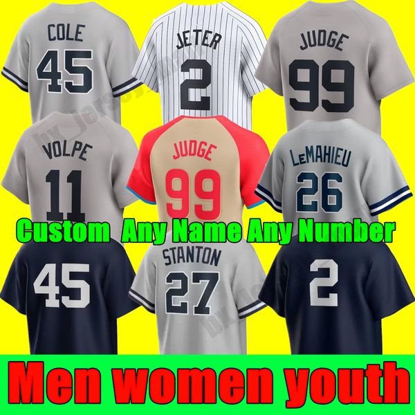 2024 All Star Custom S-4XL Aaron Judge Baseball Jerseys Anthony Rizzo Stanton York Gleyber Torres Josh Donaldson Gerrit Cole Cortes Yankee J