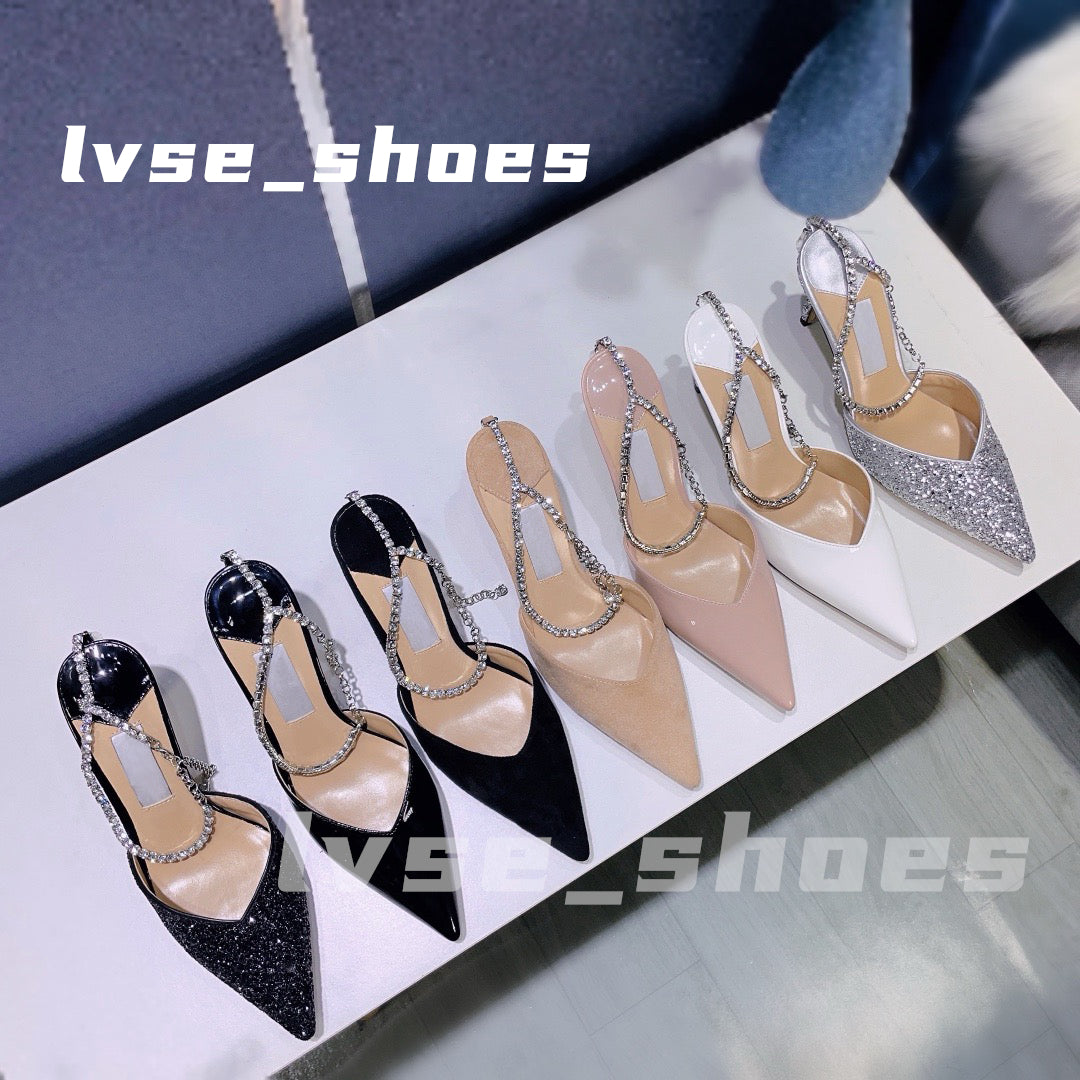 Designer Shoes Dress Shoes luxury Lady Slingback Pointed Toe Ankle Strap London Pearl Holiday Party bing High Heels Platform Beige Pumps Sandals