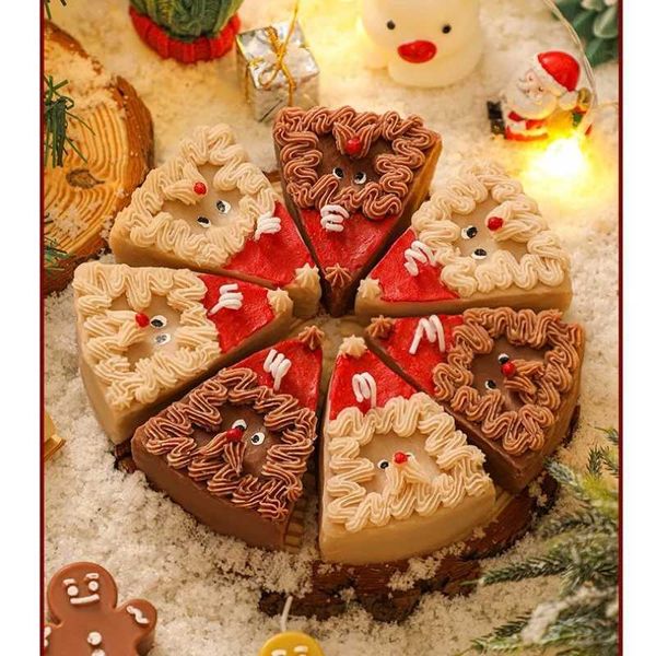 Santa Mousse Cake scented candles Creative Fragrance Indoor Christmas colorful scented candles wholesaleC241214