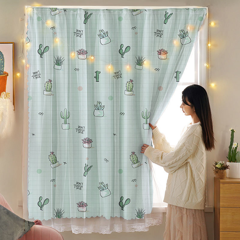 YL-35564 Velcro curtain bedroom bay window no need to punch installation simple self-adhesive blackout curtain finished product