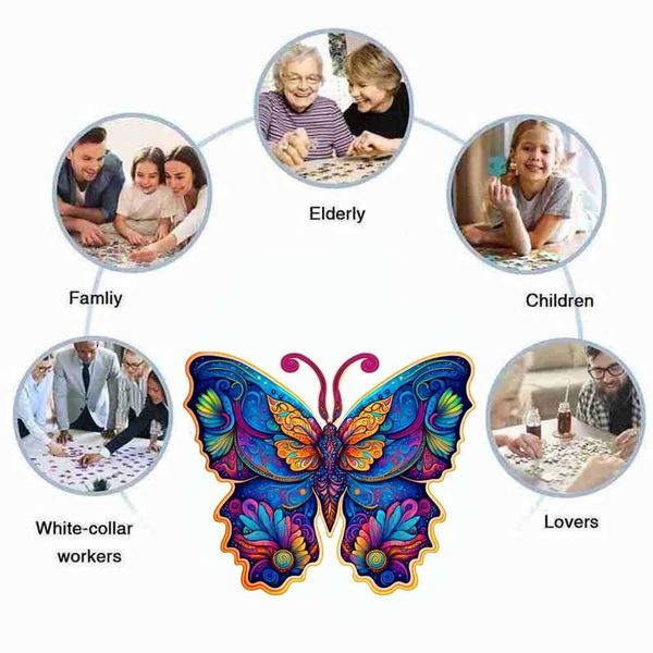 Puzzles Advanced Wooden Puzzle Beautiful Butterfly Adult Children Special Education Gift Challenge Wooden Animal Board Set Toys