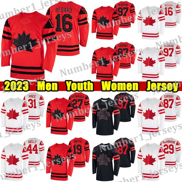 # 16 Connor Bedard Canada Team hockey jersey #97 Connor McDavid Sidney Crosby Nathan MacKinnon Mitch Marner Carey Price John Tavares Owen Po