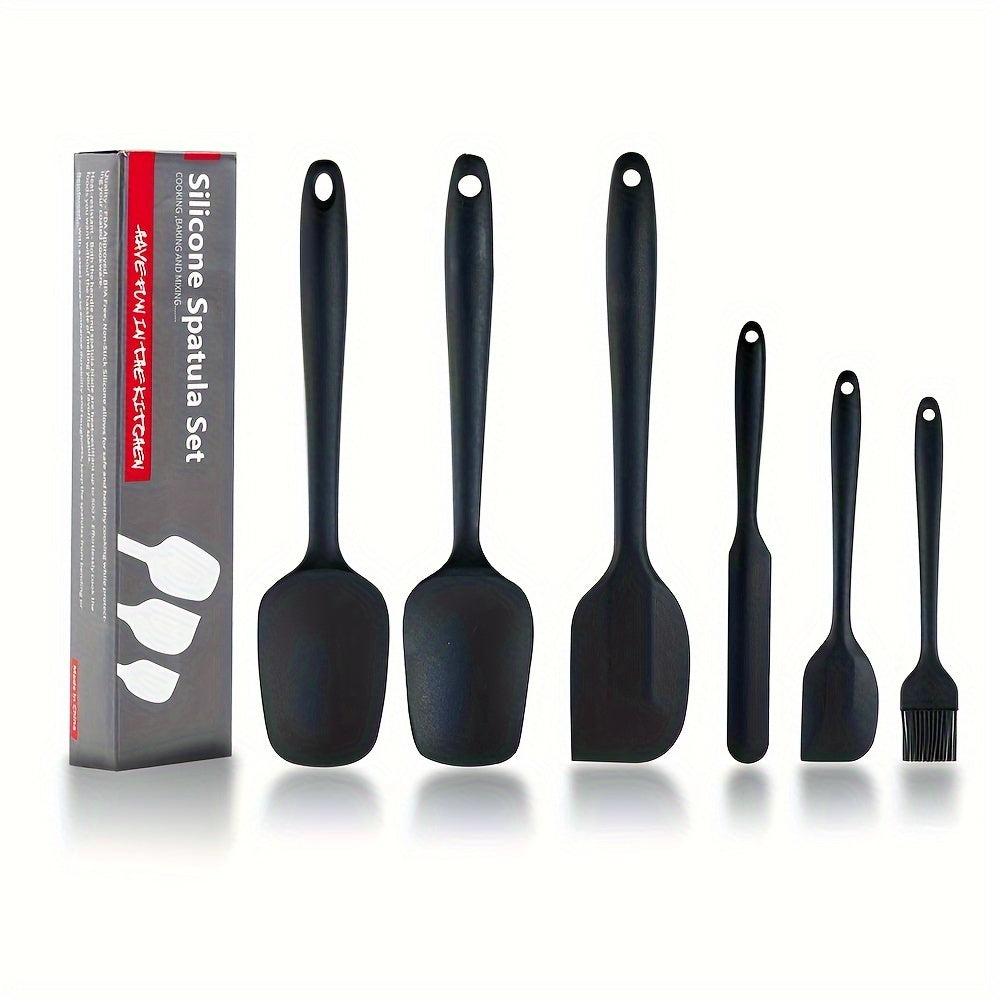 TEMU Silicone Spatula Set 6 Piece Kitchen Utensils For Cooking Baking And Mixing Heat Resistant Non Stick Rubber Spatula With 480 Degrees Heat