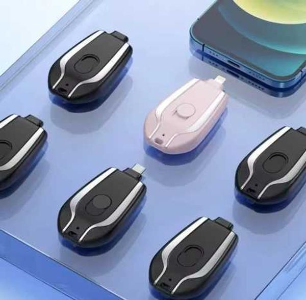 1500mAh portable mini power bank keychain emergency charger suitable for iPhone and Android smartphones Y241102
