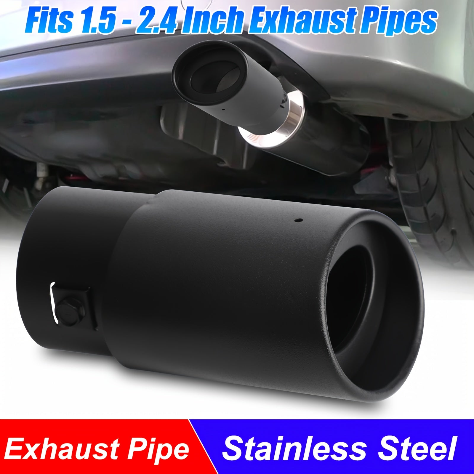 TEMU 1pc Stainless Exhaust Tail Pipe Tip - Fit 1. 5"-2. 4" Rear Throat Liner, Enhances Performance & Sound, For Most Vehicles, Perfect Gift For Car