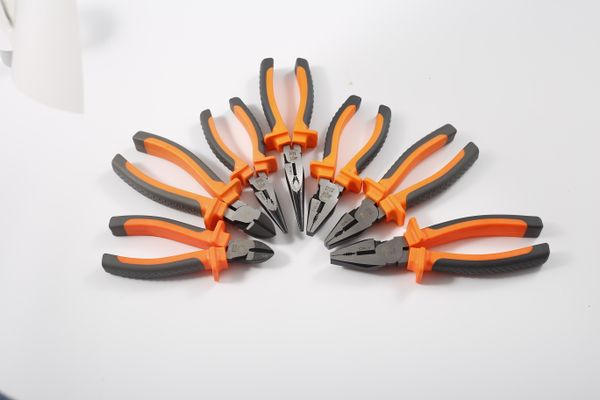 European eccentric labor-saving pliers with orange black electrical handle surface blackened and polished with precision