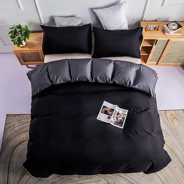 Winter and summer bedding double solid black dark gray bedding down duvet cover+box (excluding padding) 2-3 pieces X250203