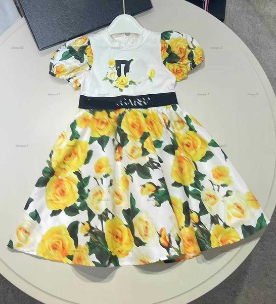 Luxury baby skirt Splicing design Princess dress Size 110-160 CM kids designer clothes summer Round neck girls partydress