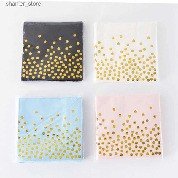 Disposable Dinnerware 20Pcs Gold Dot Disposable Tableware Paper Towel Napkins Cups Tablecloth Plates Straws for Birthday Wedding Party Suppl