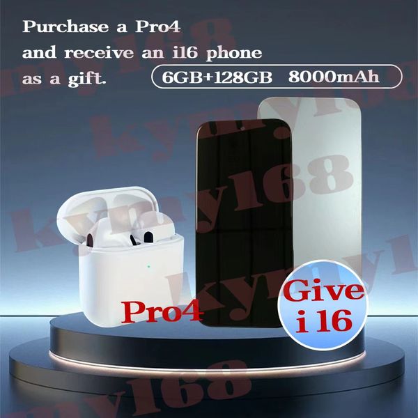 Pro 4 TWS wireless earphones Bluetooth compatible 5.3 for iPhone Pro4 earbuds, purchase and send i16Pro max mobile phone
