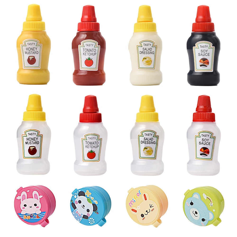 TEMU 12pcs Lunch Box Accessories, 8pcs Mini Ketchup Bottles, 4pcs Mini Sauce Containers Portable Reusable Salad Dressing Dispensers For Ketchup,