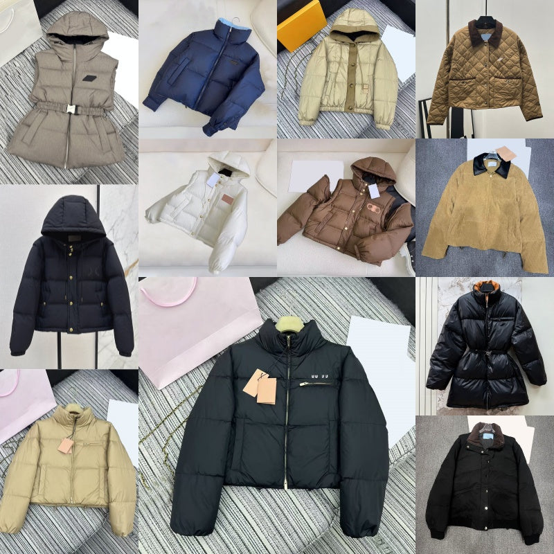 Women Cropped Puffy Jackets Designer Winter Thick Peffers Coat Long Sleeve Hooded Padded Coats Luxury Street Style Vacation Parkas Outerwear
