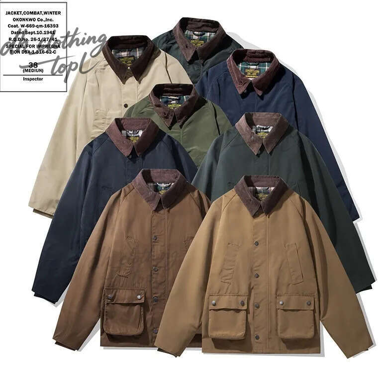 OKONKWO waterproof hunting gear oil wax jacket windbreaker workwear jacket Anxin same style classic bedale Suitable for outdoor hunting workers comf