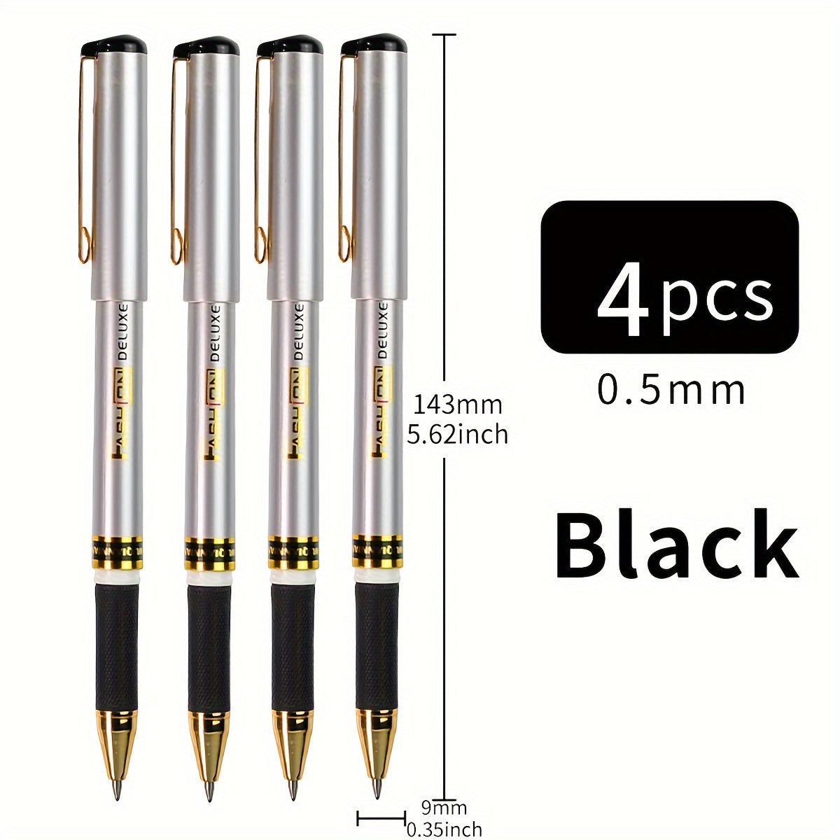 TEMU Plumas de lujo Fashion Deluxe de 0.5 mm: Azul, Negro, Rojo - Escritura suave, plástico resistente, adecuadas para uso diario y de oficina