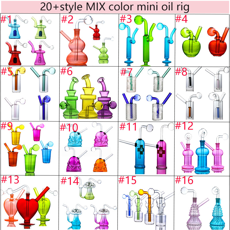 20 Styles hookah Glass Oil Burner Bubbler Water Pipes Hookah Bong Bubble Smart Recycle Filter 10mm 14mm Joints