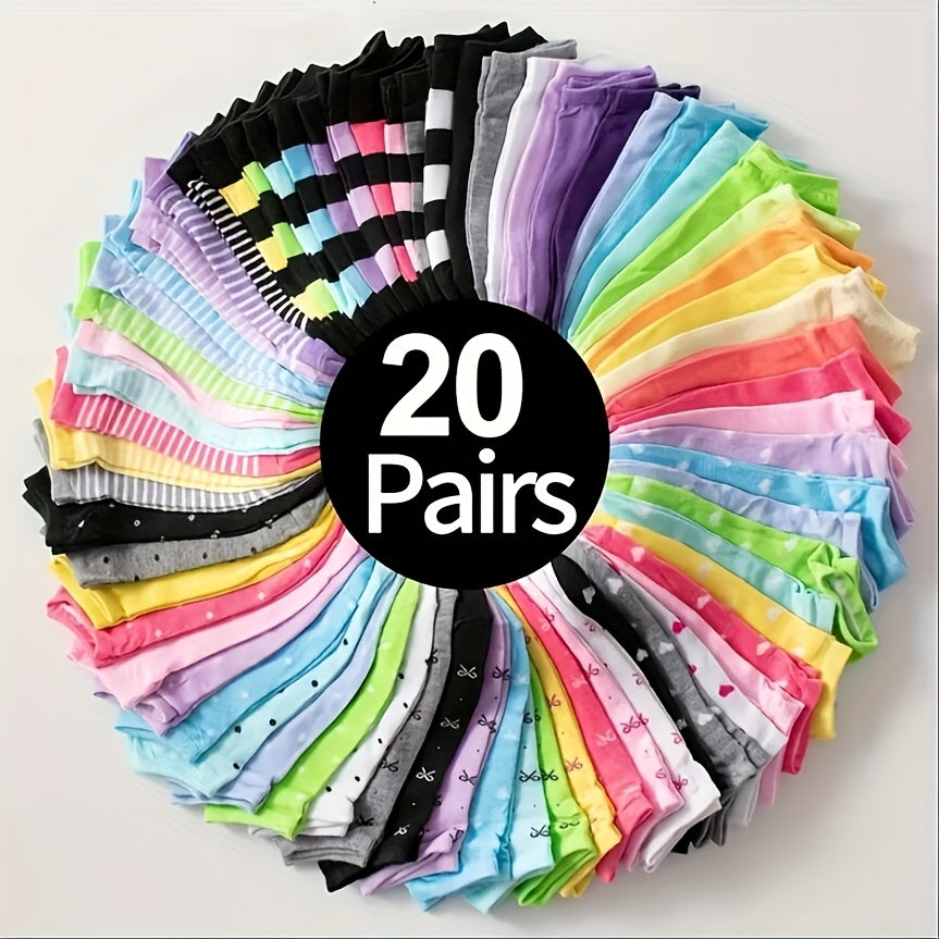 TEMU 20 Pairs Of Soft And Comfortable Candy-colored Socks, Low-, Women's Stockings And Socks, Suitable For All , Gifts For