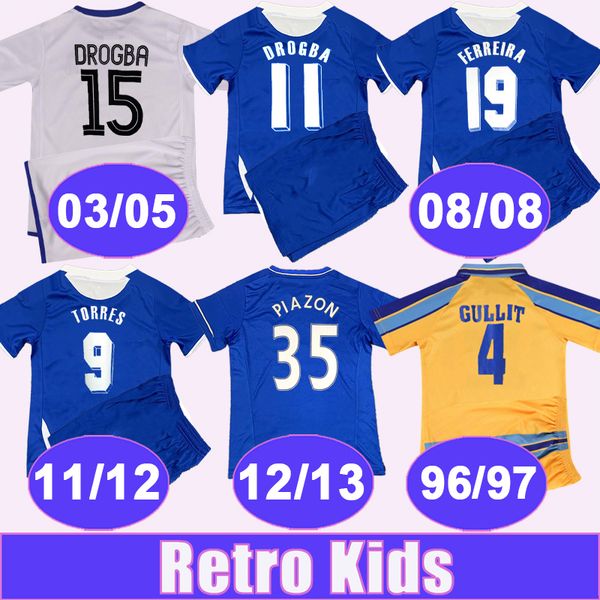 05 13 MATA Retro Kids kit TORRES Soccer Jersey DROGBA FERREIRA CAHILL BELLETTI PIAZON vintage Home Football Shirts