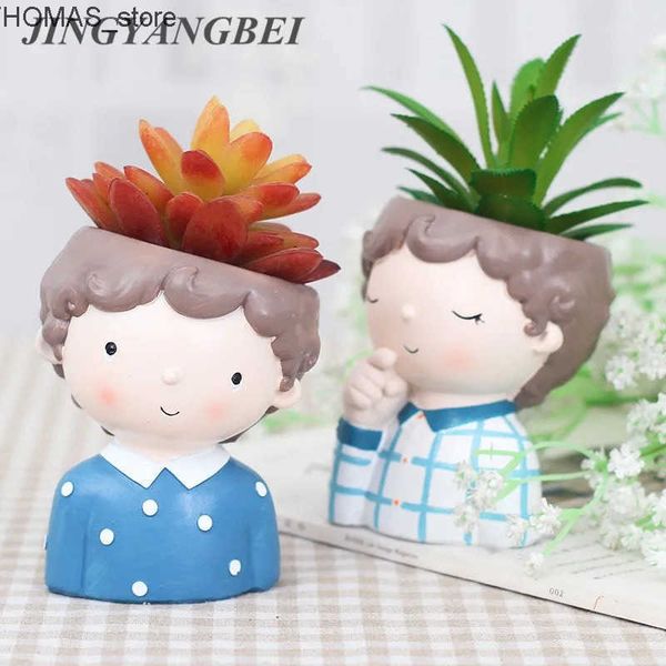 Planters Pots Flower Boy Plants vase European Style Succulent Plants Planter Pot Mini Bonsai Cactus Flower Pot Home Decor Craft L240910