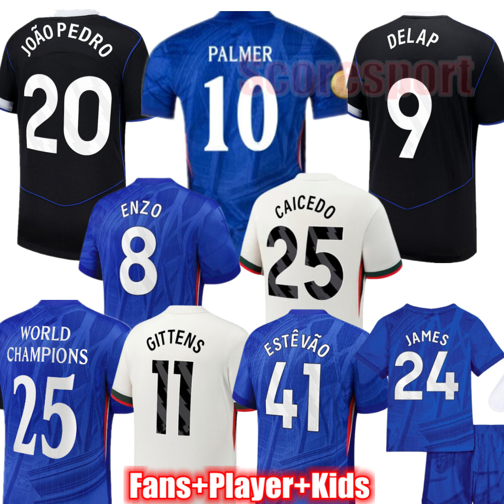 PALMER ESTEVAO GITTENS Soccer Jerseys 24 25 26 ENZO CAICEDO GARNACHO 3rd Black Football Shirts DELAP Fan player Men Kid kits Top Thai Quality cfc 3X