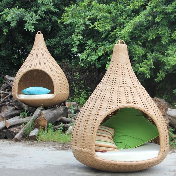 Customized Outdoor Hammock Bird&#039;s Nest Bed B&B Holiday Courtyard Creative Rattan Bed Outdoor Cage Rattan Birdcage Bed