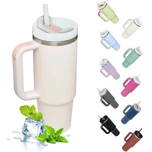 40oz 304 Stainless Steel Insulated Water Bottle Thermal Coffee Car Cup Cold Hot Mugs Vacuum Flask With Handle Straw For SportX240823