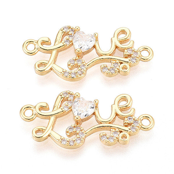 Messing Pavé klare Zirkonia Wort Liebe Verbinder-Connector Charms