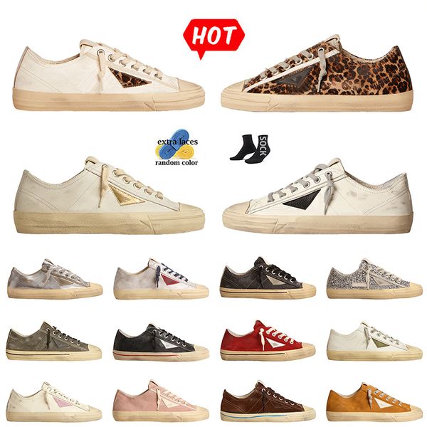top quality designer casual shoes v-stars for women men black white leather suede dirtysneaker platform luxury brand trainers