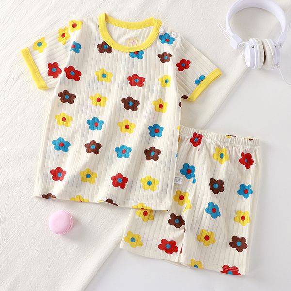 XW128 Children&#039;s short-sleeved suit pure cotton girls summer clothes two-piece suit Korean children&#039;s clothing boys baby T-shirt s