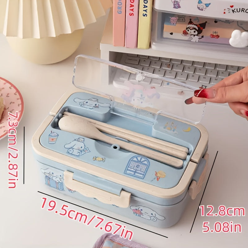 TEMU Kuromi, My Melody, And Cinnamoroll Lunch Boxes Come With Diy Stickers And Utensils - Suitable For Microwave Ovens, Portable And Insulated Wheat