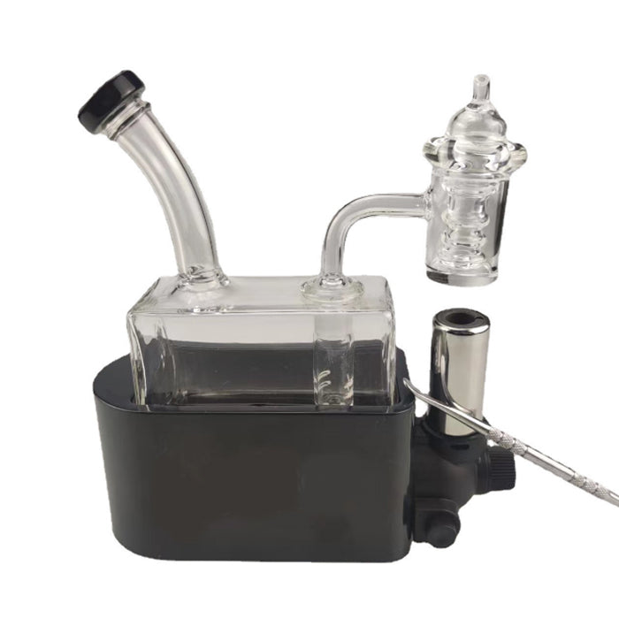 Hotsale 160mm Square Glass Bong Smoking Kit Hookahs Water Bubbler Pipes Creative Boat Shaped Dab Oil Rig In One With Quartz Banger Metal Wax Dabber