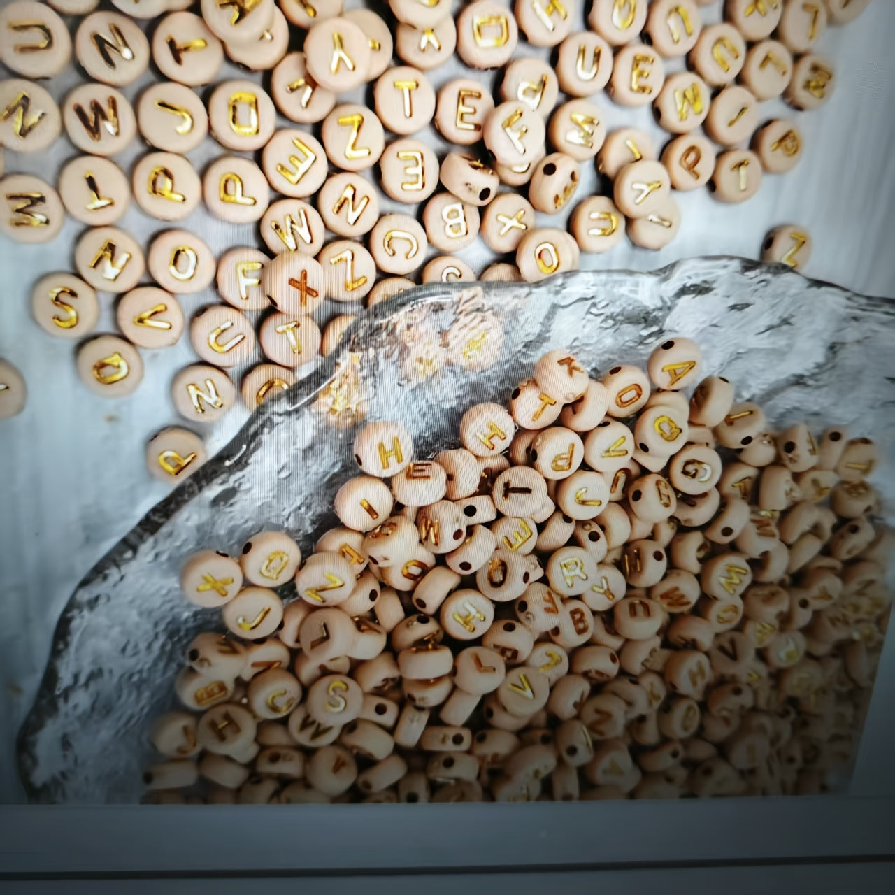 TEMU 110pcs Light Brown Acrylic Alphabet Beads - Making Kit With Letters & Symbols For Bracelets, Necklaces & Crafts, Beads For Craft