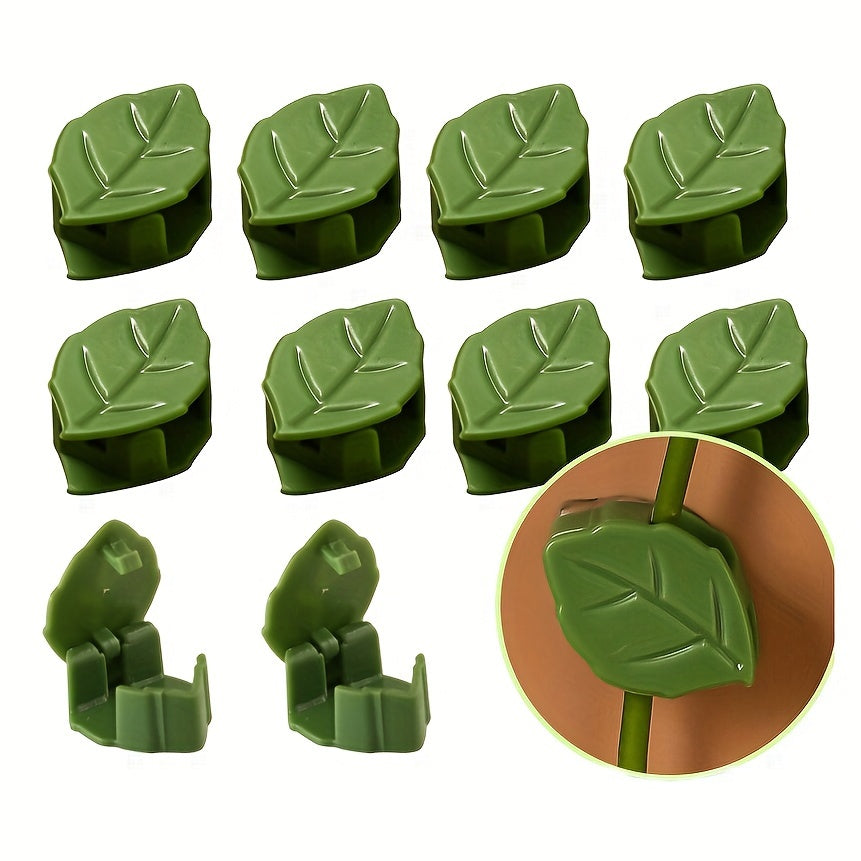 TEMU 30pcs Leaf-shaped Vine Clips For Climbing Plants - Plastic, Army Green - Ideal For Garden & Lawn Care