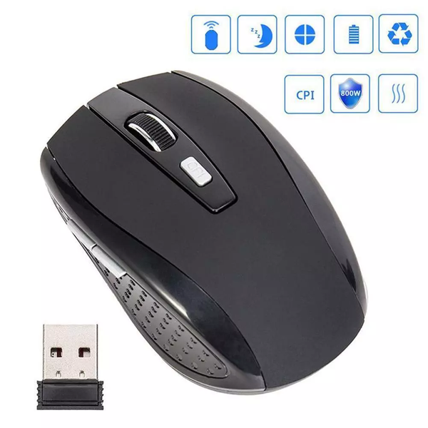 Ergonomic Cordless Wireless Optical Mouse (2.4GHz) for Computers and Notebooks Plug and Play Experience