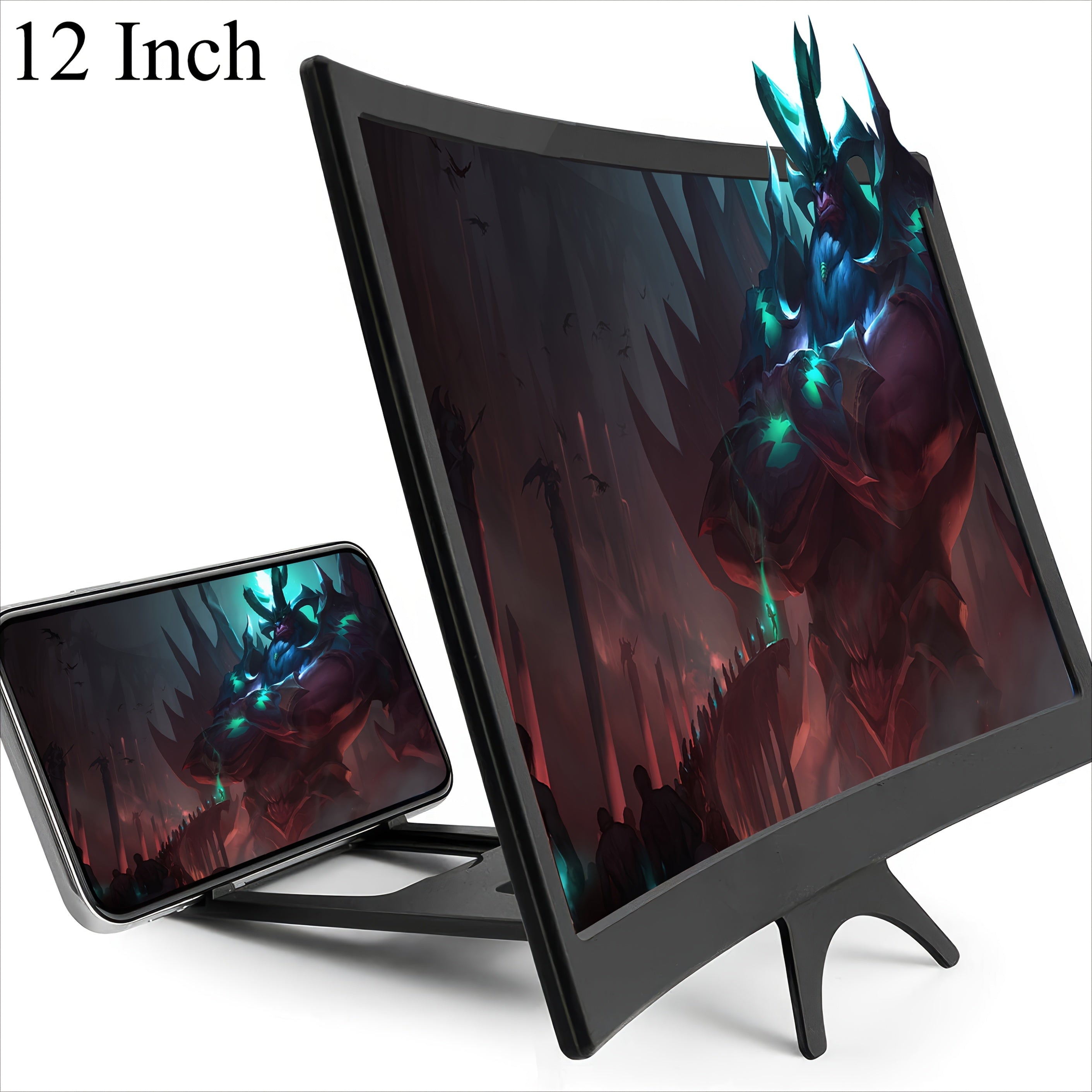 TEMU 14" Foldable Phone Stand With Screen Magnifier & 3d Magnifier - Adjustable Arm, Portable For Movies, Gaming, Video Calls - Blue Light Reduction,