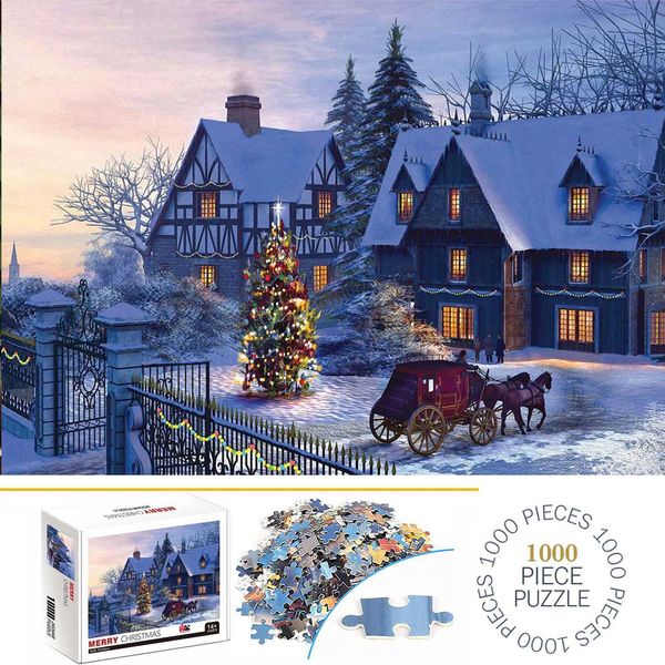 1000 Pieces Merry Christmas Jigsaw Puzzles for Adults Home Decor Games Family Fun Floor Puzzles Educational Toys for KidsM240817