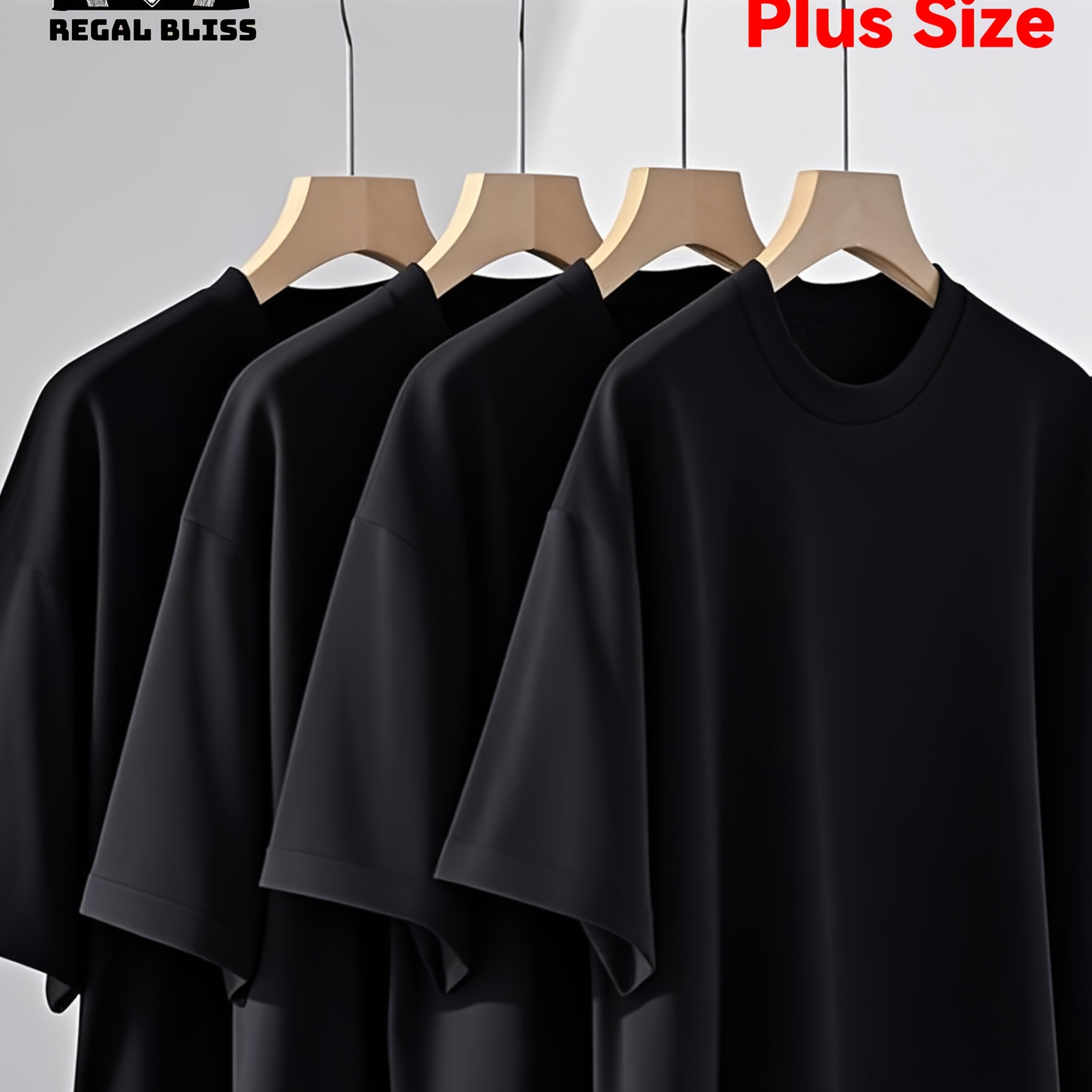 TEMU Plus Size 4pcs Set T-shirt, 100% Cotton High- Casual Light Beige-friendly, Sports Gym Fishing Golf Shirt, Pure-color All Season, As Gifts For