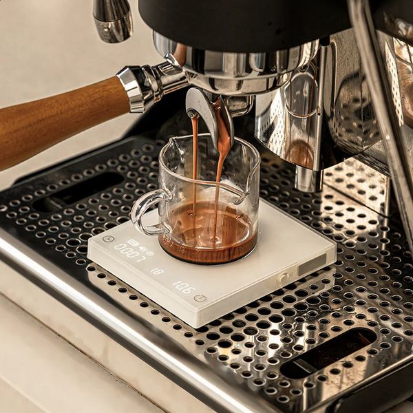 TIMEMORE Store Black Mirror Mini Espresso Coffee Food Kitchen Scale White With Time USB Light Weight Digital Scale 240816