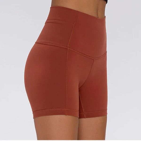 NEW LULUSLEMONS Waist High Women Yoga Shorts Outfits Naked Ladies Pockets Hip-tightening Running Fiess Trouser Butt Lifting Leggings