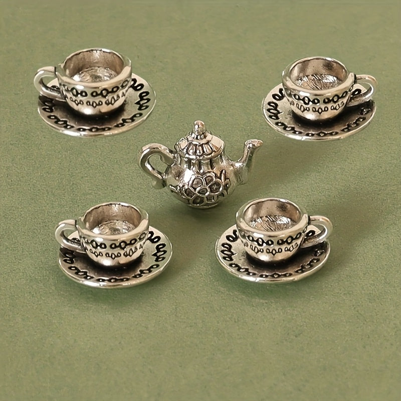 TEMU 5pcs Mini Tea Set Vintage Dollhouse Teapot Small Teacup Little Dollhouse Coffee Shop Kitchen Accessories Photography Props