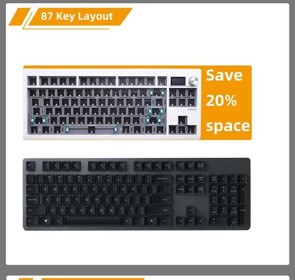 Keyboards GMK87 Mechanical Keyboard Kit with Display RGB Backlight Pad Structure Game Heat Exchange Keyboard for VIA Customization z250120