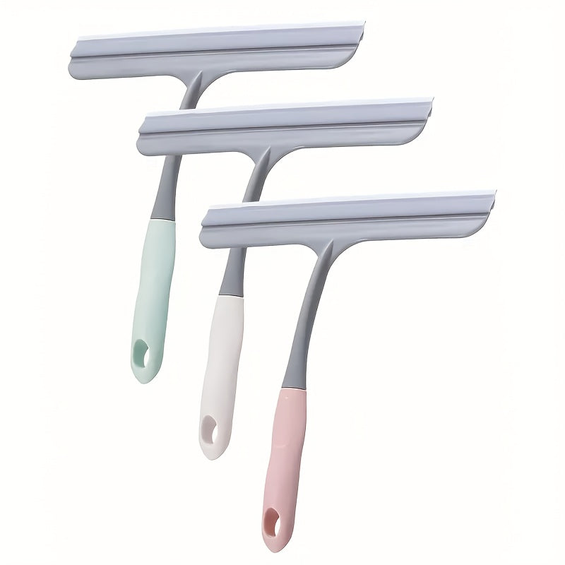 TEMU 3pcs Multifunctional Glass & Floor Rubber Handle Wiper - Wall Mountable Window Wiper For Home, Car, Bathroom Cleaning - Plastic For Bedrooms,