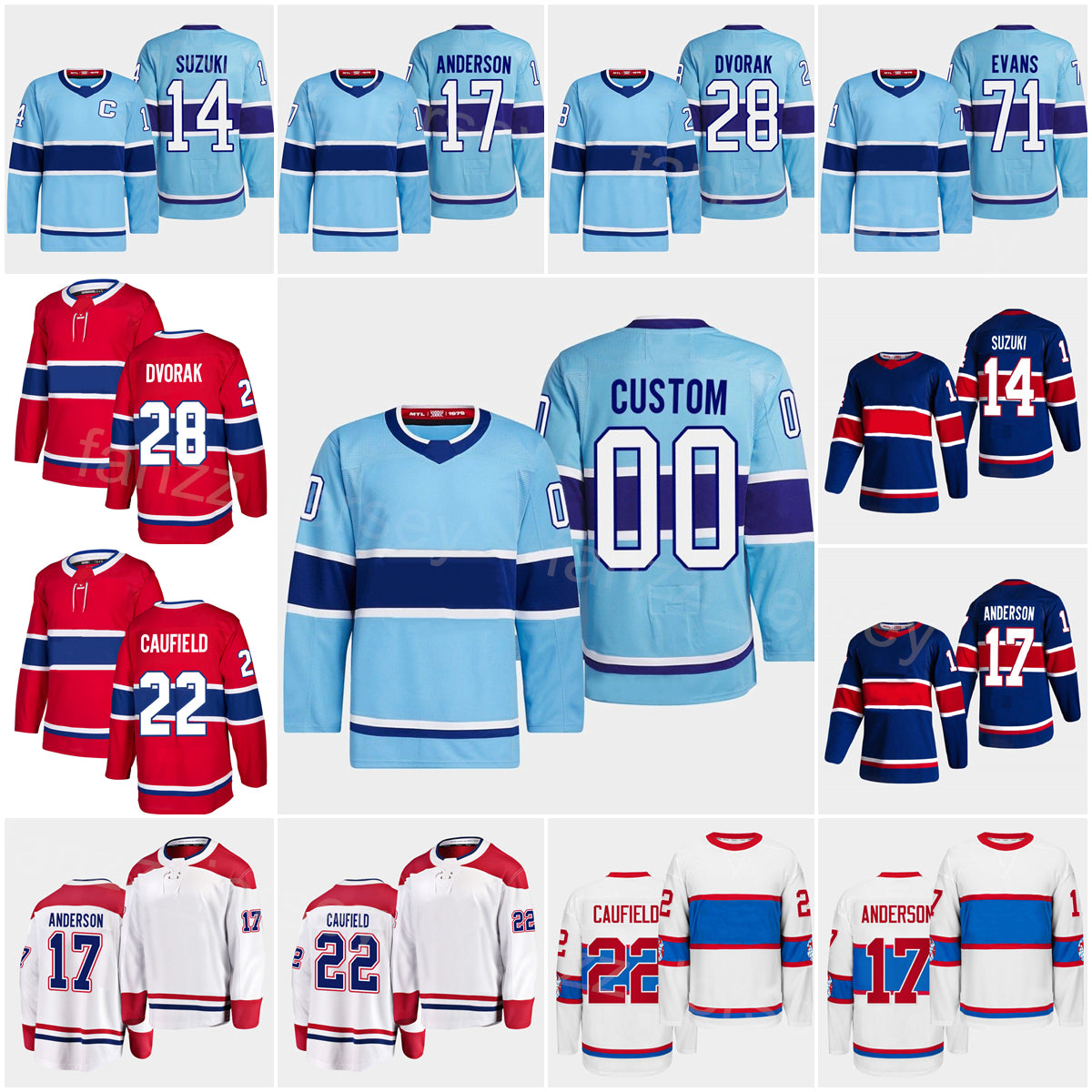 2023 Reverse Retro Hockey 62 Artturi Lehkonen Jersey 14 Nick Suzuki 73 Tyler Toffoli 17 Josh Anderson 22 Cole Caufield 20 Juraj Slafkovsky 71 Jake E