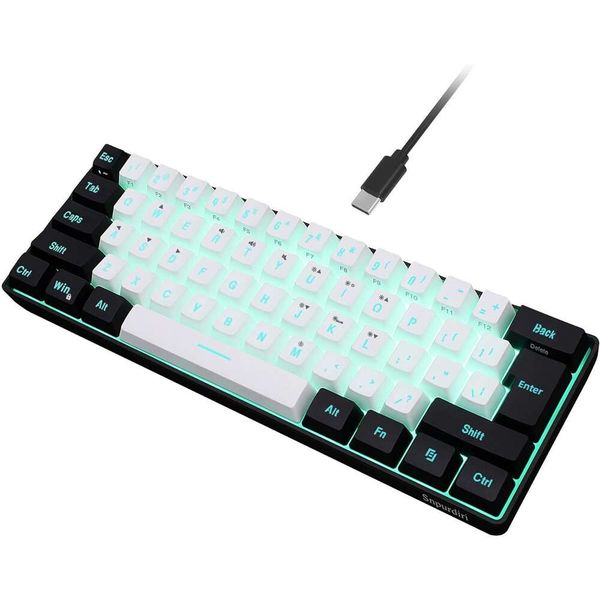 60% Wired Gaming RGB Backlit Ultra Compact Mini Keyboard, Waterproof Small Compact 61 Keys Keyboard for PC Gamer, Typist, Travel, Easy to Ca